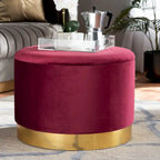 Velvet Upholstered Storage Ottoman with Lift-Up Lid
