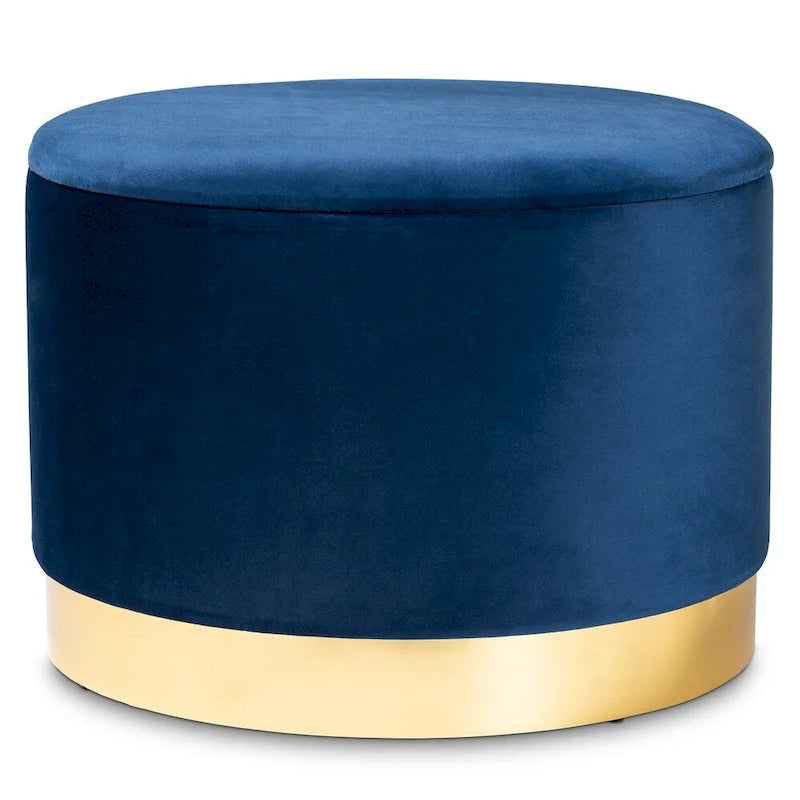 Velvet Upholstered Storage Ottoman with Lift-Up Lid