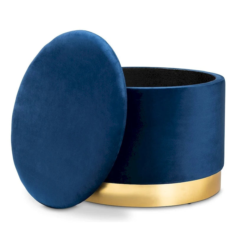 Velvet Upholstered Storage Ottoman with Lift-Up Lid