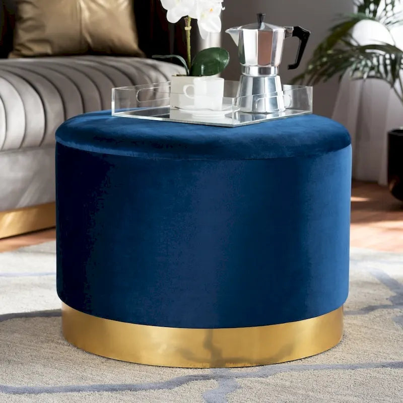 Velvet Upholstered Storage Ottoman with Lift-Up Lid