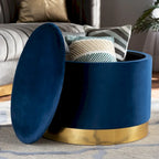 Velvet Upholstered Storage Ottoman with Lift-Up Lid