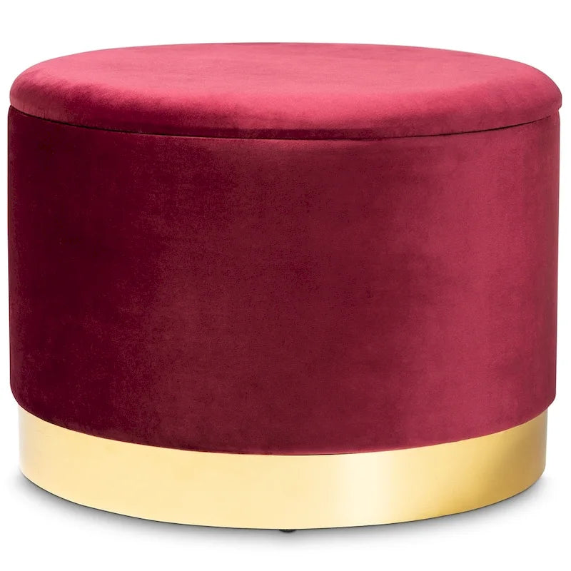 Velvet Upholstered Storage Ottoman with Lift-Up Lid
