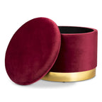 Velvet Upholstered Storage Ottoman with Lift-Up Lid