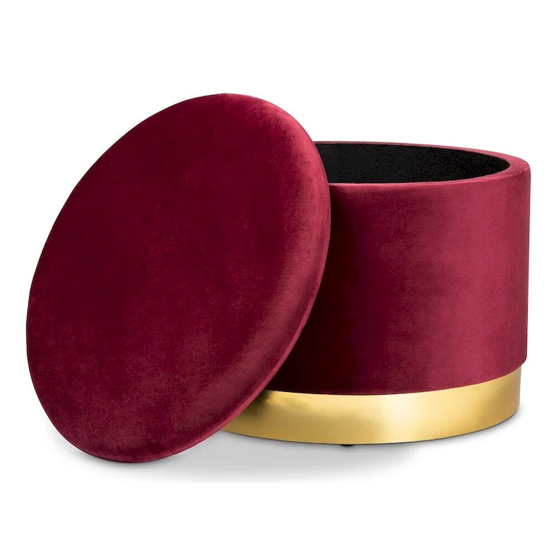 Velvet Upholstered Storage Ottoman with Lift-Up Lid