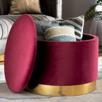 Velvet Upholstered Storage Ottoman with Lift-Up Lid