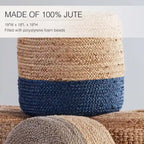 Round Ombre Jute Pouf Ottoman Foot Stool