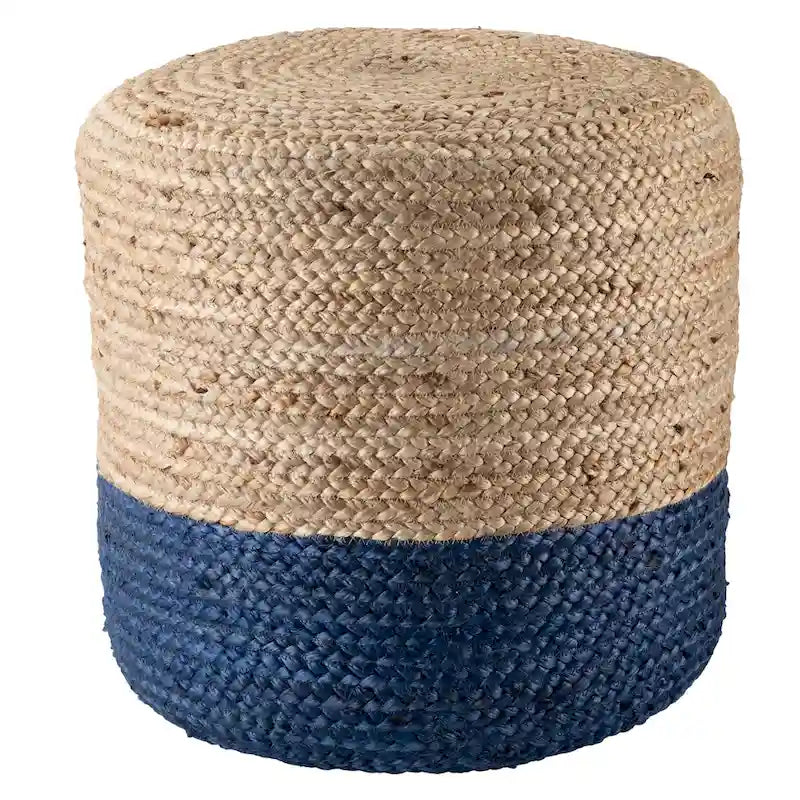 Round Ombre Jute Pouf Ottoman Foot Stool