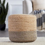 Round Ombre Jute Pouf Ottoman Foot Stool