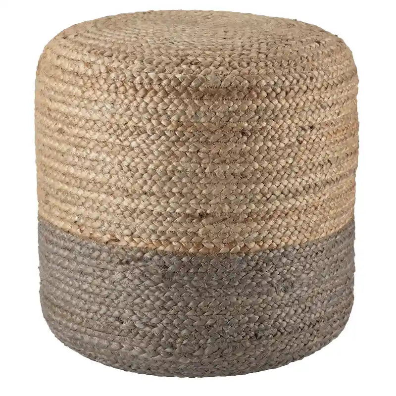 Round Ombre Jute Pouf Ottoman Foot Stool