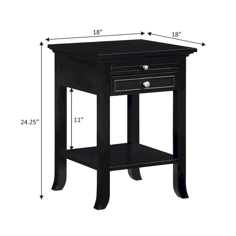 1 Drawer End Table with Charging Station and Pull-Out Shelf