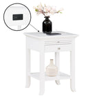 1 Drawer End Table with Charging Station and Pull-Out Shelf