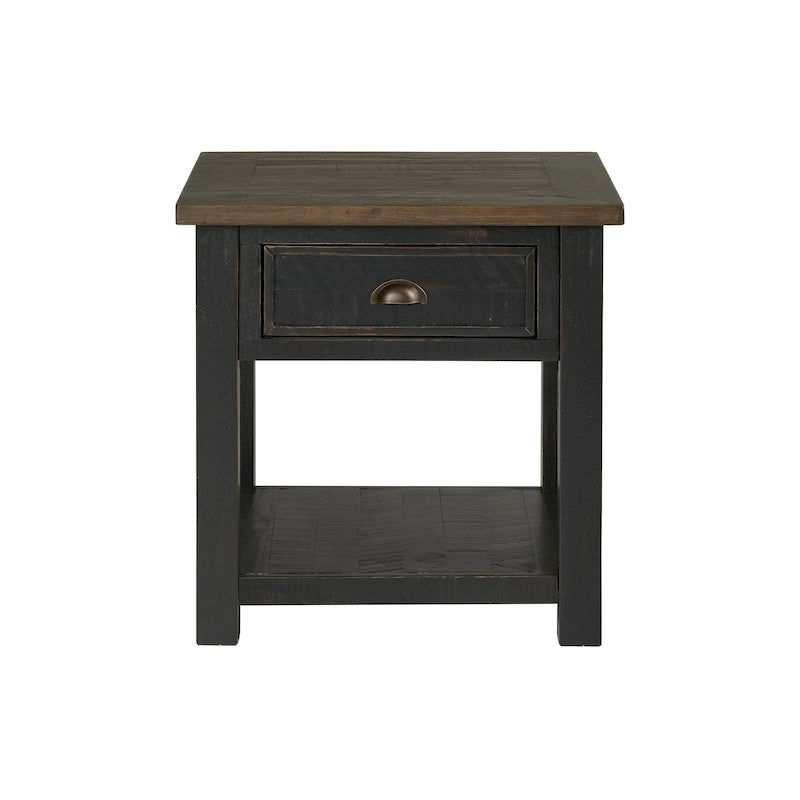 Solid Wood End Table with Drawer and Shelf