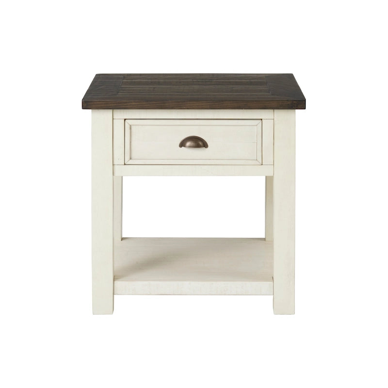 Solid Wood End Table with Drawer and Shelf