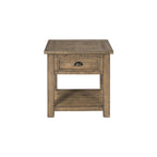 Solid Wood End Table with Drawer and Shelf