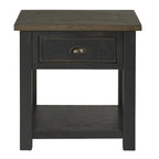 Solid Wood End Table with Drawer and Shelf