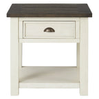 Solid Wood End Table with Drawer and Shelf