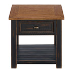Solid Wood End Table with Drawer and Shelf