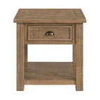 Solid Wood End Table with Drawer and Shelf