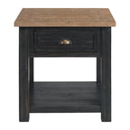Solid Wood End Table with Drawer and Shelf