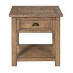 Solid Wood End Table with Drawer and Shelf