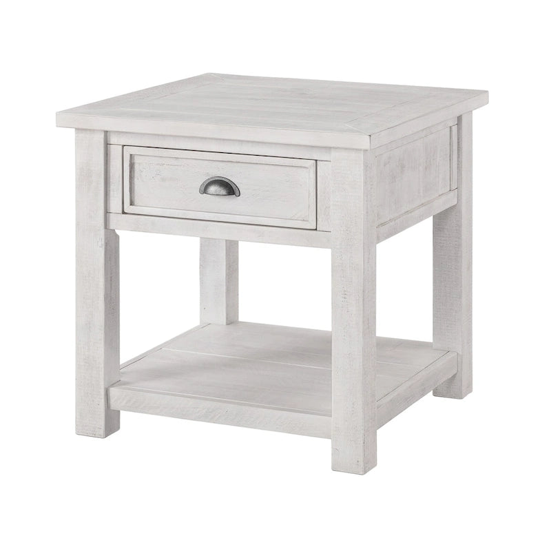 Solid Wood End Table with Drawer and Shelf