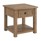 Solid Wood End Table with Drawer and Shelf