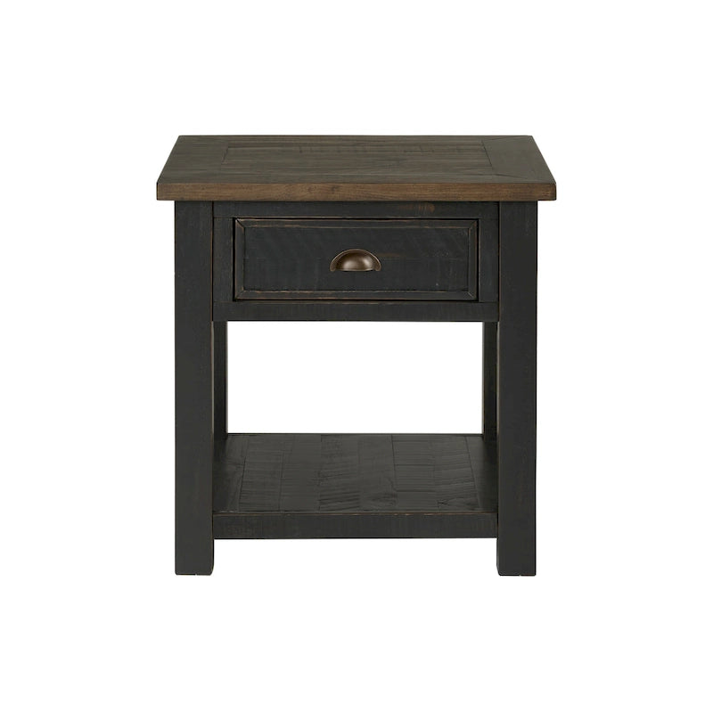 Solid Wood End Table with Drawer and Shelf
