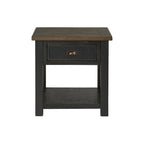 Solid Wood End Table with Drawer and Shelf