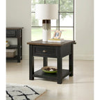 Solid Wood End Table with Drawer and Shelf