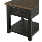 Solid Wood End Table with Drawer and Shelf