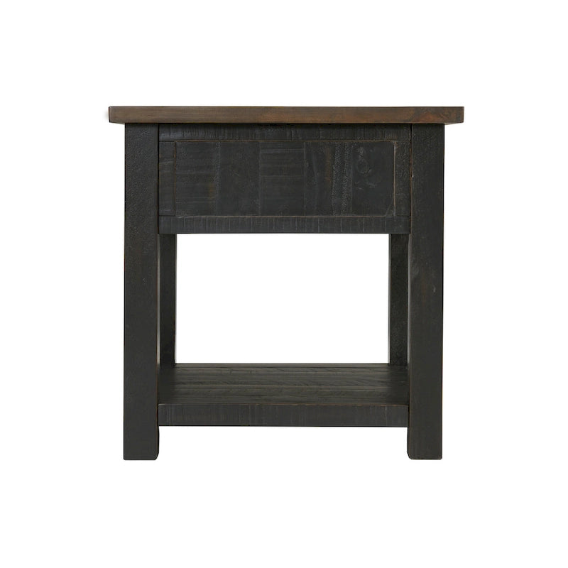 Solid Wood End Table with Drawer and Shelf