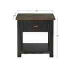 Solid Wood End Table with Drawer and Shelf