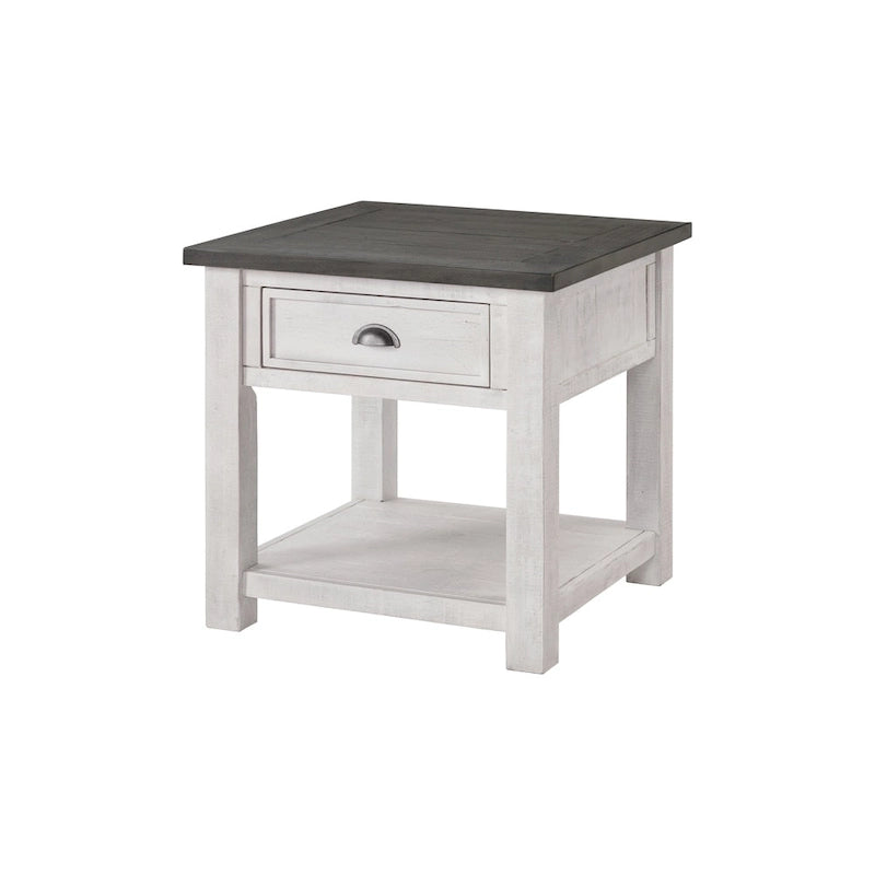 Solid Wood End Table with Drawer and Shelf