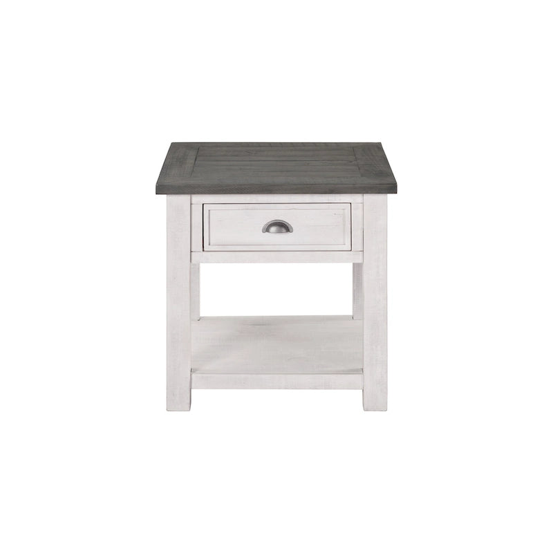 Solid Wood End Table with Drawer and Shelf