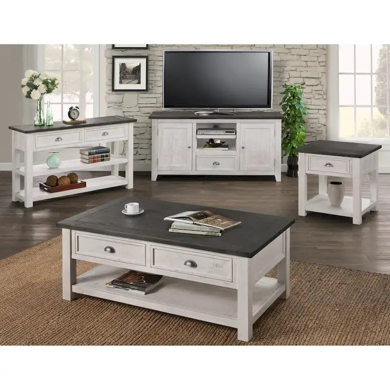 Solid Wood End Table with Drawer and Shelf
