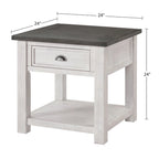 Solid Wood End Table with Drawer and Shelf