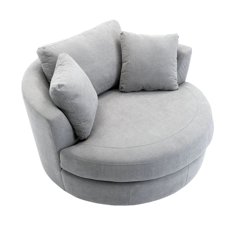 54 Wide Elegant Round Swivel Barrel Chair, Chair and a Half