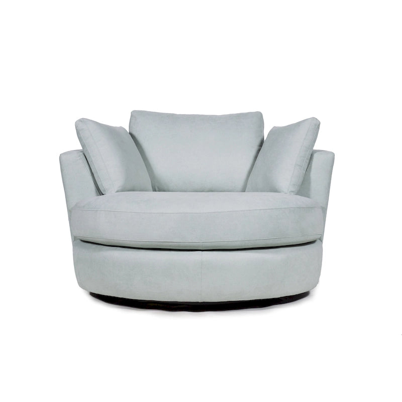 54 Wide Elegant Round Swivel Barrel Chair, Chair and a Half
