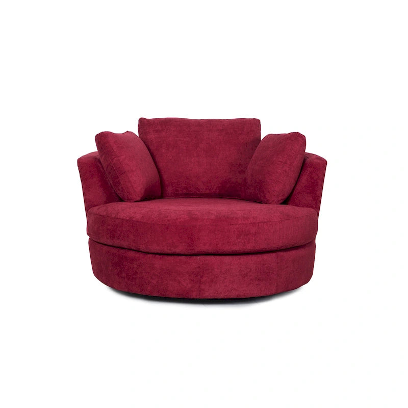 54 Wide Elegant Round Swivel Barrel Chair, Chair and a Half