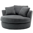 54 Wide Elegant Round Swivel Barrel Chair, Chair and a Half