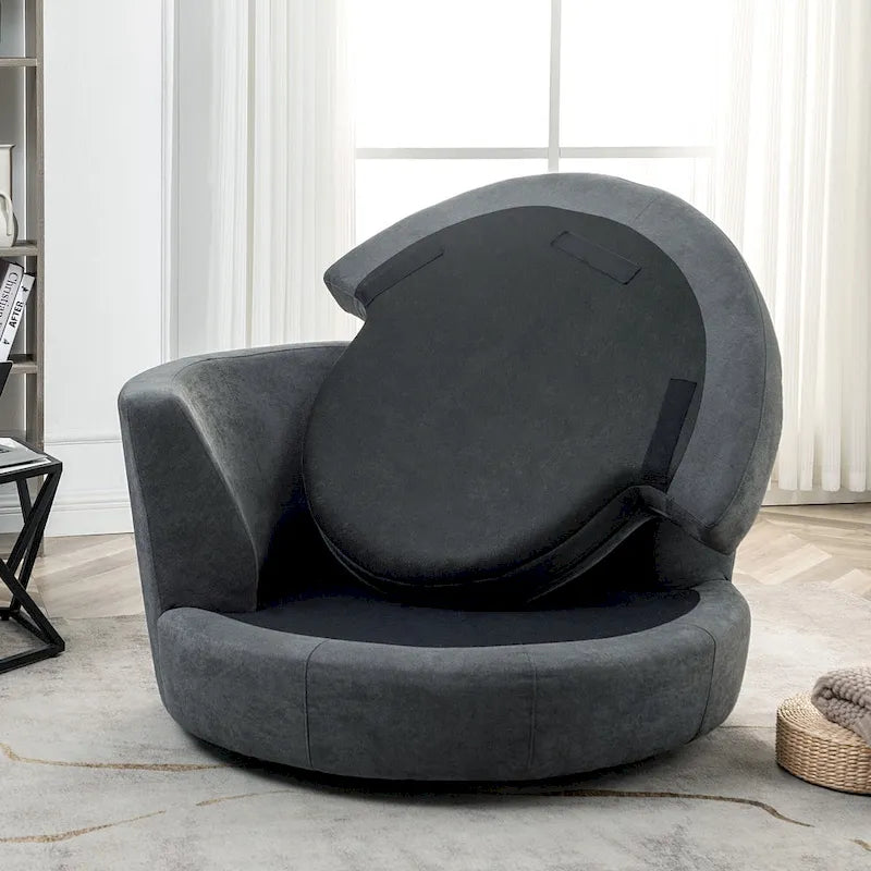 54 Wide Elegant Round Swivel Barrel Chair, Chair and a Half