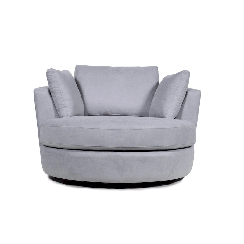 54 Wide Elegant Round Swivel Barrel Chair, Chair and a Half