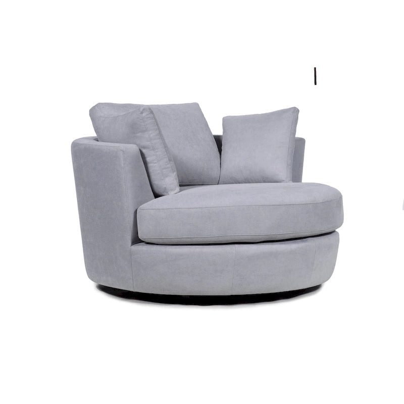 54 Wide Elegant Round Swivel Barrel Chair, Chair and a Half