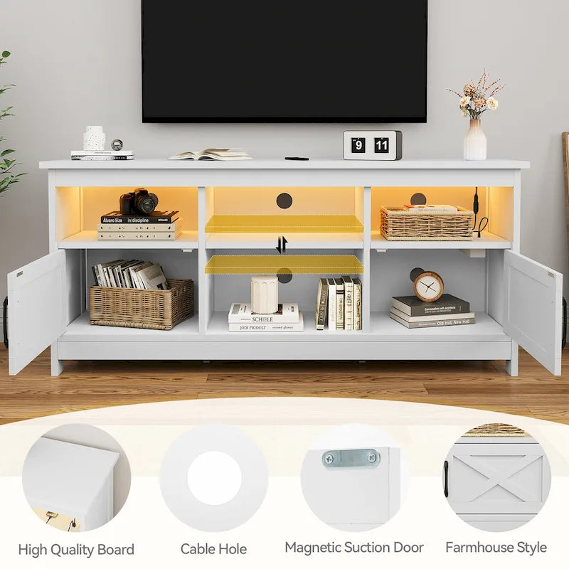 Farmhouse TV Stand for 65/55 Inch TVs