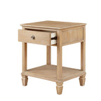 Light Natural Bedside Table with Drawer and Shelf