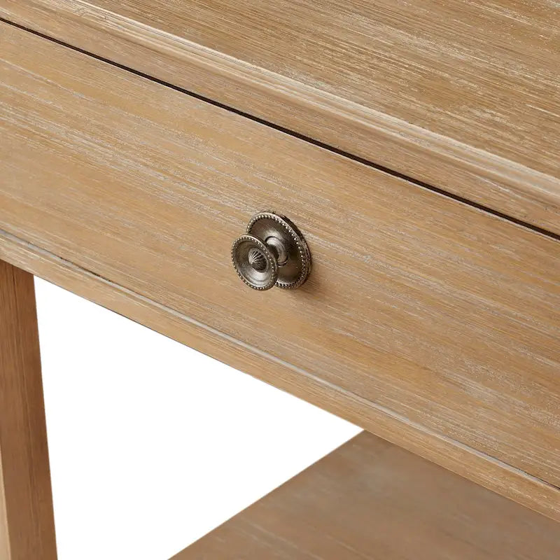 Light Natural Bedside Table with Drawer and Shelf