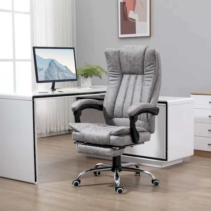 Massage Office Chair with 6 Vibration Points, Heated High Back Recliner with Adjustable Height and Swivel Wheels