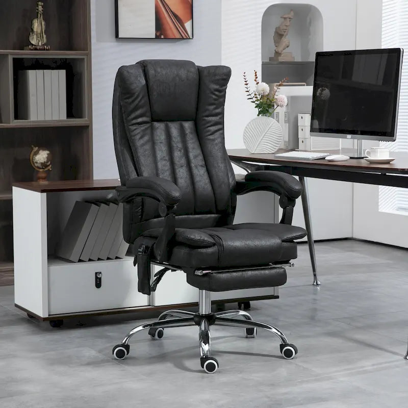 Massage Office Chair with 6 Vibration Points, Heated High Back Recliner with Adjustable Height and Swivel Wheels