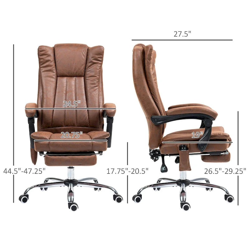 Massage Office Chair with 6 Vibration Points, Heated High Back Recliner with Adjustable Height and Swivel Wheels