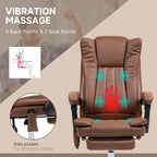 Massage Office Chair with 6 Vibration Points, Heated High Back Recliner with Adjustable Height and Swivel Wheels